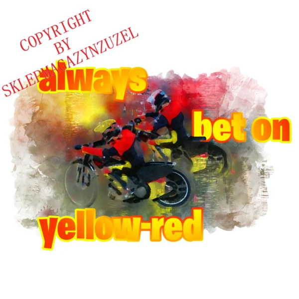 Bluza męska Klasyczna  Z nadrukiem  Grafika MZ24 Always bet on yellow-red