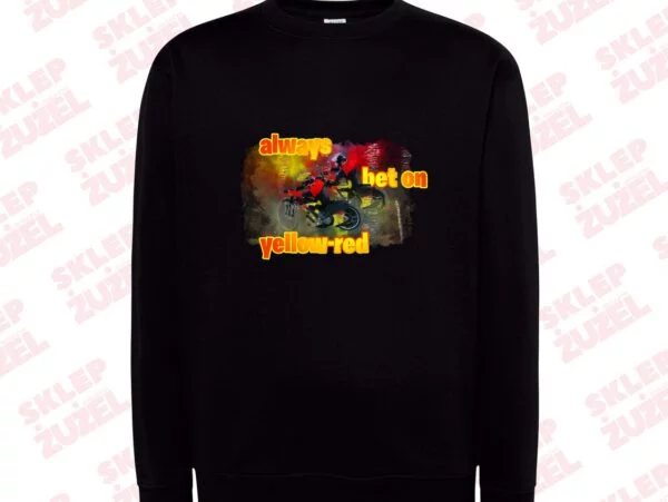 Bluza męska Klasyczna  Z nadrukiem  Grafika MZ24 Always bet on yellow-red