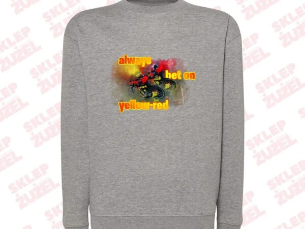 Bluza męska Klasyczna  Z nadrukiem  Grafika MZ24 Always bet on yellow-red