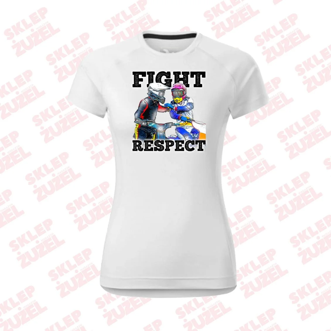 Koszulka Damska dla fanki żużla z nadrukiem MZ25 Fight&Respect