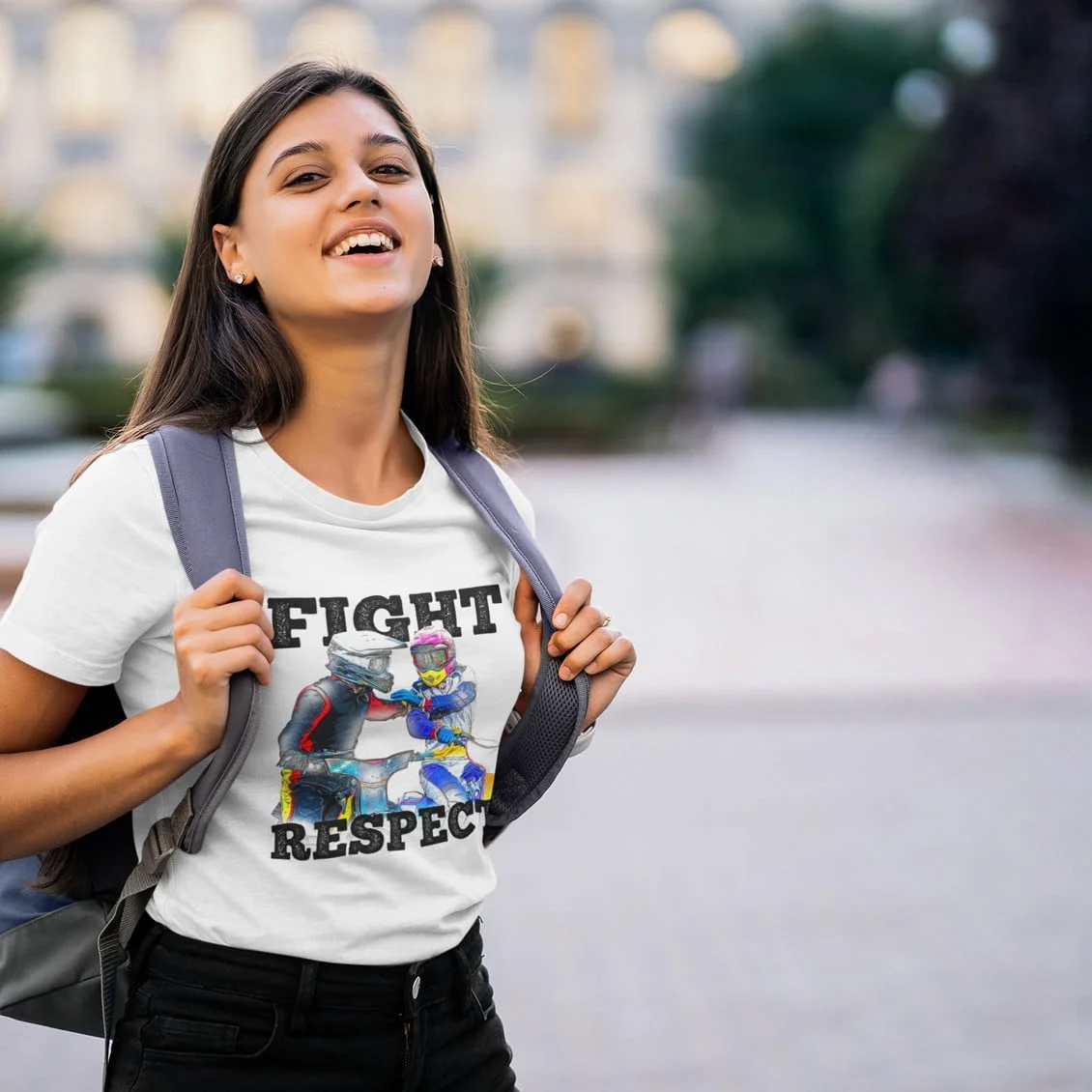 Koszulka Damska dla fanki żużla z nadrukiem MZ25 Fight&Respect